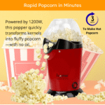 Oil-Free Electric Popcorn Maker 1200W | Hot Air Popper Machine for Healthy Snacks, Movie Nights & Home Parties - Image 2