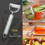 2-in-1 Stainless Steel Julienne Vegetable Peeler | Dual Blade Fruit & Veggie Slicer, Shredder & Grater for Potatoes, Carrots, Cucumbers - Image 7