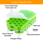 Flexible Silicone Honeycomb Ice Cube Tray with Lid | 37 Cavity Flexible Ice Tray for Whiskey, Cocktails & Baby Food - Image 2
