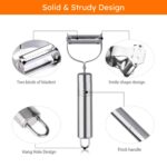 2-in-1 Stainless Steel Julienne Vegetable Peeler | Dual Blade Fruit & Veggie Slicer, Shredder & Grater for Potatoes, Carrots, Cucumbers - Image 4