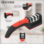 Professional 3 Slot Knife Sharpener | 3 Stage Kitchen Knife Sharpener for Chef, Scissors & All Blades – Stainless Steel & Tungsten Steel - Image 4