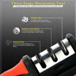 Professional 3 Slot Knife Sharpener | 3 Stage Kitchen Knife Sharpener for Chef, Scissors & All Blades – Stainless Steel & Tungsten Steel - Image 3