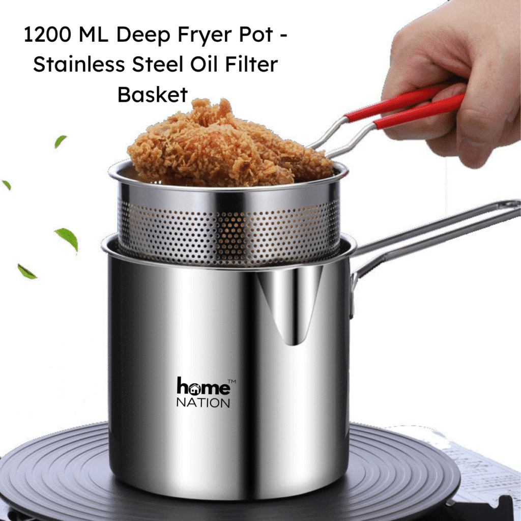 Deep Fryer Pot - Stainless Steel Oil Filter Basket