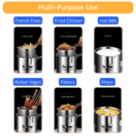 Deep Fryer Pot - Stainless Steel Oil Filter Basket Set | 1.2L Portable Frying Pot with Oil Strainer for Frying French Fries, Pakora Or Making Sauce - Image 4