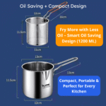 Deep Fryer Pot - Stainless Steel Oil Filter Basket Set | 1.2L Portable Frying Pot with Oil Strainer for Frying French Fries, Pakora Or Making Sauce - Image 6
