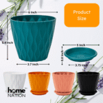 Pack of 5 Round Plastic Flower Pots – Multicolor Indoor & Outdoor Planters with Drainage Hole & Tray for Home, Garden, Balcony & Terrace Plants - Image 6