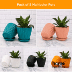 Pack of 5 Round Plastic Flower Pots – Multicolor Indoor & Outdoor Planters with Drainage Hole & Tray for Home, Garden, Balcony & Terrace Plants - Image 3