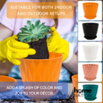 Pack of 5 Round Plastic Flower Pots – Multicolor Indoor & Outdoor Planters with Drainage Hole & Tray for Home, Garden, Balcony & Terrace Plants - Image 2