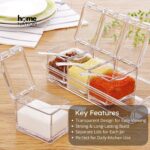 Crystal Clear Acrylic 4-in-1 Spice Box | Transparent Masala Container Set with Spoons & Lids | Premium Seasoning & Condiment Storage Organizer for Kitchen - Image 3