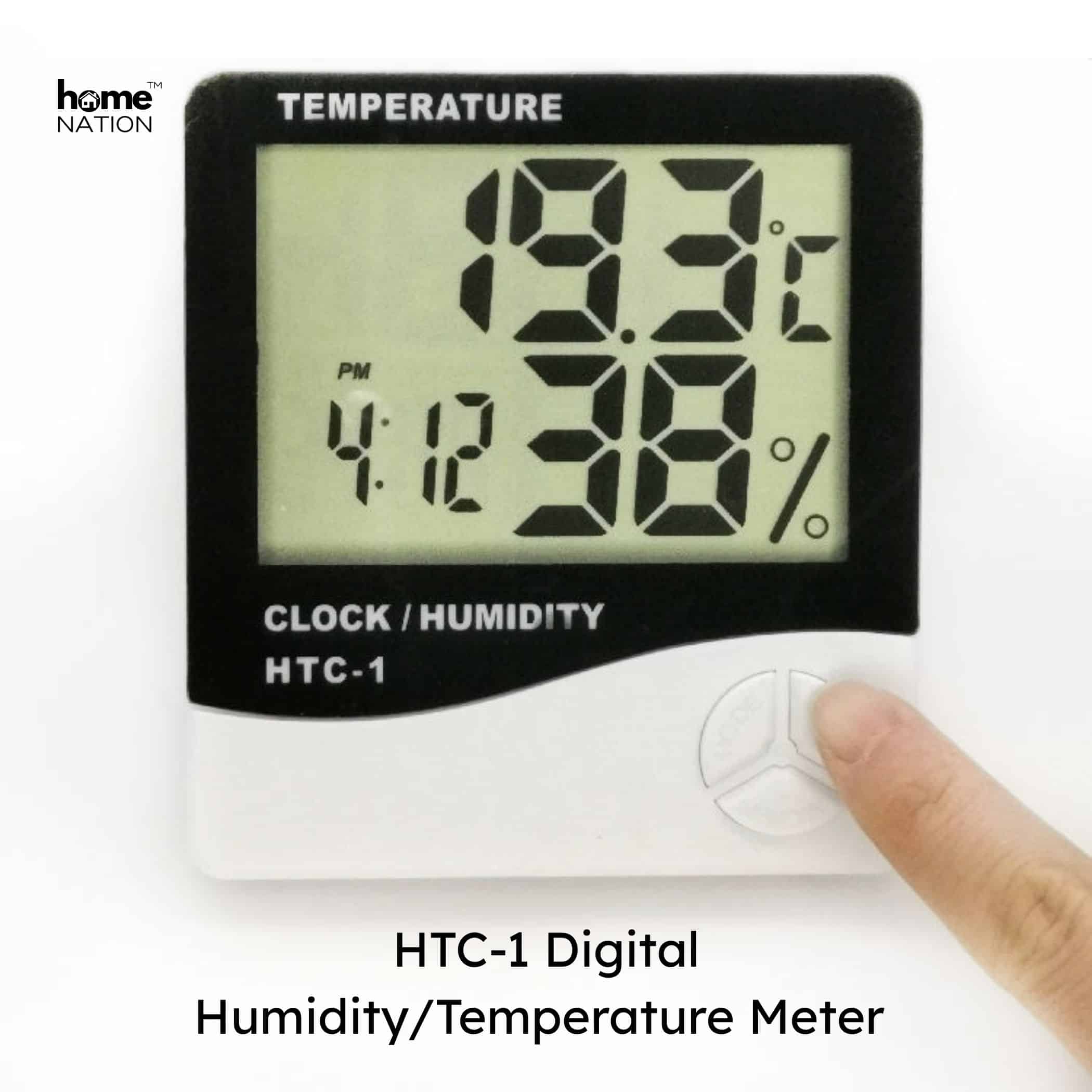 HTC-1 Digital Hygrometer Thermometer Humidity Meter With Clock (1) HTC-1 Digital Temperature & Humidity Meter