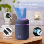H2O USB Cool Mist Mini Humidifier with 7-Color LED Night Light & Aroma Diffuser | Portable Essential Oil Diffuser for Bedroom, Office & Car - Image 3