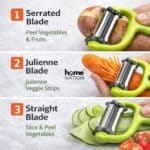 3 in 1 Multifunctional Vegetable Peeler with 360° Rotating Head – Stainless Steel Julienne, Serrated & Straight Blade Kitchen Peeler for Potato, Carrot, Cucumber & Fruit - Image 2
