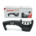 3 Stage Knife Sharpener for Kitchen, Knife & Scissor Sharpener, Manual Professional Kitchen Knife Sharpener Tool with Anti Slip Base, Easy Blade Sharpening Tool for Home - Black - Image 9