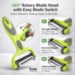3 in 1 Multifunctional Vegetable Peeler with 360° Rotating Head – Stainless Steel Julienne, Serrated & Straight Blade Kitchen Peeler for Potato, Carrot, Cucumber & Fruit - Image 4