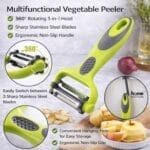 3 in 1 Multifunctional Vegetable Peeler with 360° Rotating Head – Stainless Steel Julienne, Serrated & Straight Blade Kitchen Peeler for Potato, Carrot, Cucumber & Fruit - Image 3