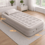 Inflatable Air Mattress with Built-in Electric Pump, Single Portable Air Bed, Quick Inflate Blow Up Mattress for Home, Guests, Camping & Travel - Image 3