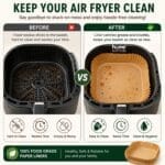 Square Air Fryer Paper Liners 100 PCS (8 Inch) – Disposable Parchment Paper Liners, Non-Stick, Oil Proof, Greaseproof & Heat Resistant Baking Sheets for Air Fryer Basket, Oven & Microwave - Image 7