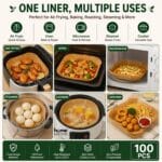 Square Air Fryer Paper Liners 100 PCS (8 Inch) – Disposable Parchment Paper Liners, Non-Stick, Oil Proof, Greaseproof & Heat Resistant Baking Sheets for Air Fryer Basket, Oven & Microwave - Image 5