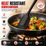 Home Nation Silicone Spatula Set 6 PCS, Heat Resistant Food Grade Silicone Kitchen Tools, Non Stick Rubber Spatula Set for Baking, Cooking, Mixing & Scraping, BPA Free, Black - Image 5