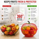 Apple Shape Fruit Basket with Cover – Mesh Fruit Storage Basket for Kitchen & Dining Table, Decorative Iron Fruit Organizer with Protective Net Cover for Fruits & Vegetables, Red - Image 5