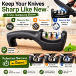 Home Nation™ Kitchen Knife Set with Knife Sharpener, 3 Stainless Steel Chef Knives with Safety Covers for Vegetable, Fruit & Meat Cutting - Image 4