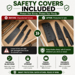 Home Nation™ Kitchen Knife Set with Knife Sharpener, 3 Stainless Steel Chef Knives with Safety Covers for Vegetable, Fruit & Meat Cutting - Image 7