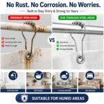Stainless Steel Shower Curtain Hooks Rings with Smooth Glide Rolling Balls, Rust Resistant Heavy Duty Metal Curtain Hooks for Bathroom Curtain Rods, Pack of 12 - Image 3