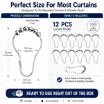 Stainless Steel Shower Curtain Hooks Rings with Smooth Glide Rolling Balls, Rust Resistant Heavy Duty Metal Curtain Hooks for Bathroom Curtain Rods, Pack of 12 - Image 6