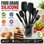 Home Nation Silicone Spatula Set 6 PCS, Heat Resistant Food Grade Silicone Kitchen Tools, Non Stick Rubber Spatula Set for Baking, Cooking, Mixing & Scraping, BPA Free, Black - Image 4