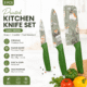 Printed kitchen knife set dark green