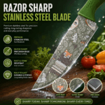 Printed Kitchen Knife Set 3 Pieces, Stainless Steel Kitchen Knives with Non-Slip Handle, Sharp Rust Resistant Multipurpose Knife Set for Home Kitchen - Image 7