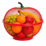Apple Shape Fruit Basket with Cover – Mesh Fruit Storage Basket for Kitchen & Dining Table, Decorative Iron Fruit Organizer with Protective Net Cover for Fruits & Vegetables, Red - Image 3
