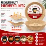 Home Nation™ Air Fryer Paper Liners 100 PCS (8 Inch Round) – Disposable Parchment Paper Liners, Non-Stick, Oil Proof, Greaseproof & Heat Resistant Baking Sheets for Air Fryer Basket, Oven & Microwave - Image 5