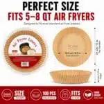 Home Nation™ Air Fryer Paper Liners 100 PCS (8 Inch Round) – Disposable Parchment Paper Liners, Non-Stick, Oil Proof, Greaseproof & Heat Resistant Baking Sheets for Air Fryer Basket, Oven & Microwave - Image 4