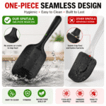 Home Nation Silicone Spatula Set 6 PCS, Heat Resistant Food Grade Silicone Kitchen Tools, Non Stick Rubber Spatula Set for Baking, Cooking, Mixing & Scraping, BPA Free, Black - Image 3