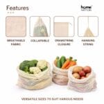 Organic Cotton Mesh Vegetable Bags Set of 13, Reusable Produce Bags for Fruits & Vegetables, Breathable Drawstring Grocery Storage Bags, Washable Eco Friendly Cotton Mesh Shopping Bags - Image 4
